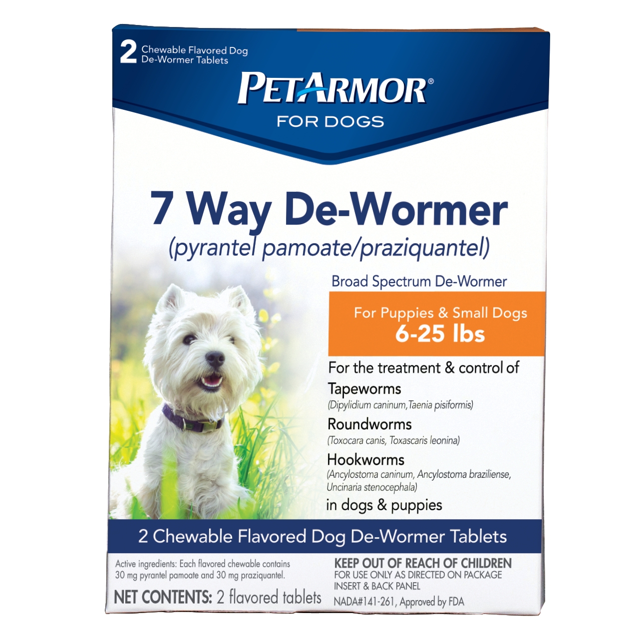 petarmor 7 way de wormer for puppies and small dogs 2 chewable tablets walmart com