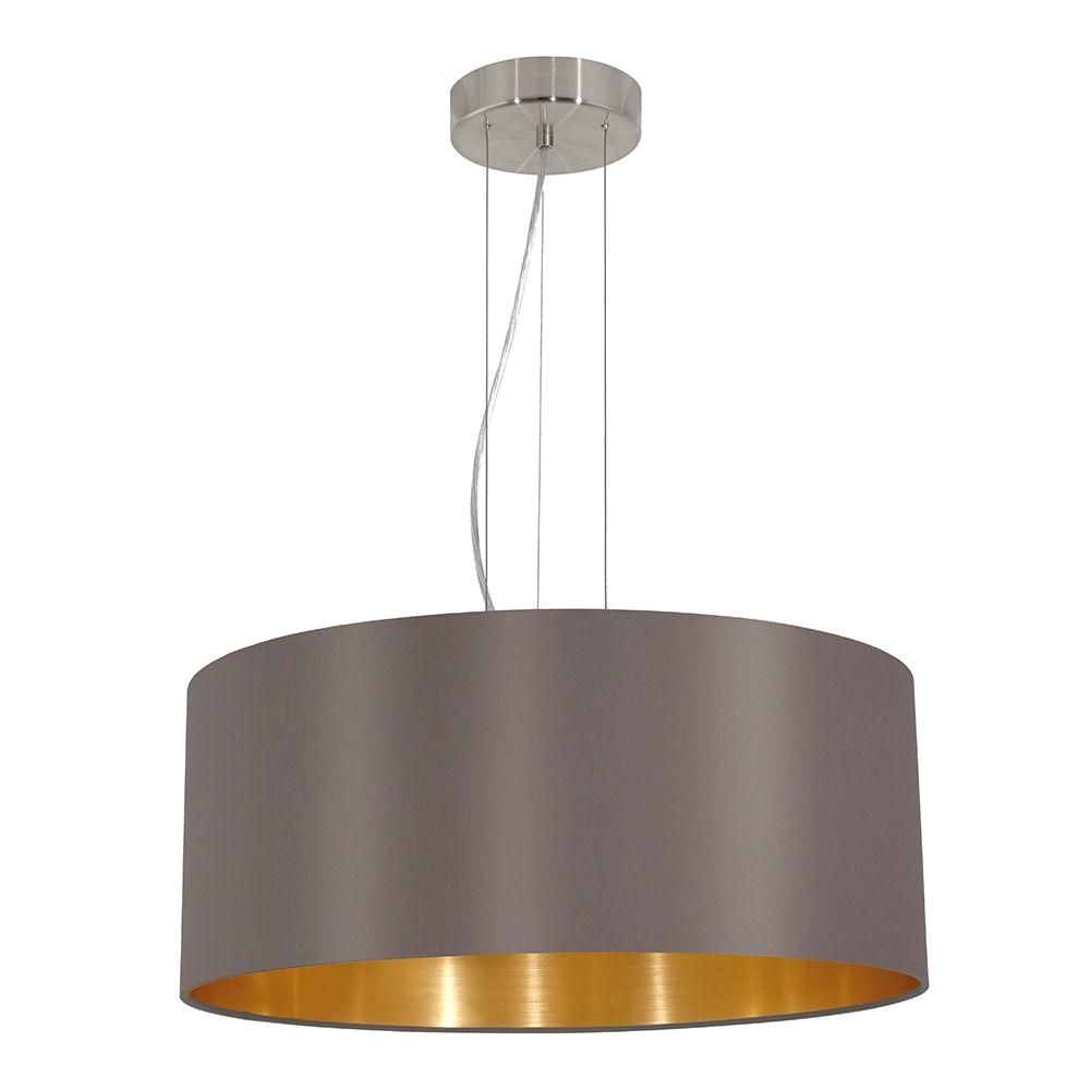 eglo maserlo 3 light cappucino and satin nickel pendant light 31608a the home depot