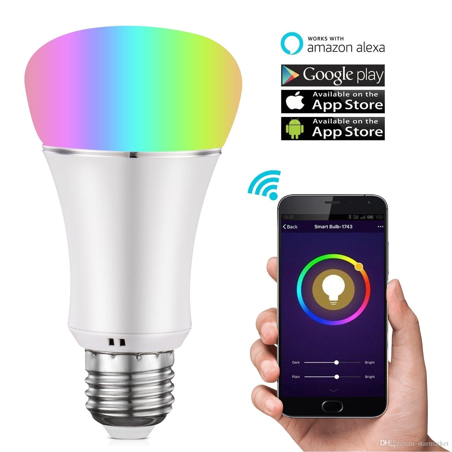 wifi smart light bulb multicolor dimmable led lampwake up lights no hub required magic light compatible with alexa and google assistant best led light