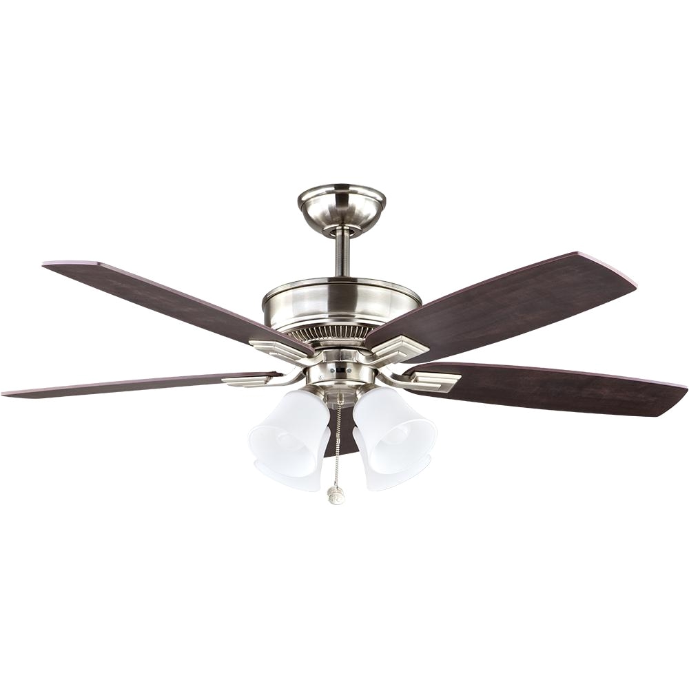 led indoor brushed nickel ceiling fan with light kit 57233 the home depot