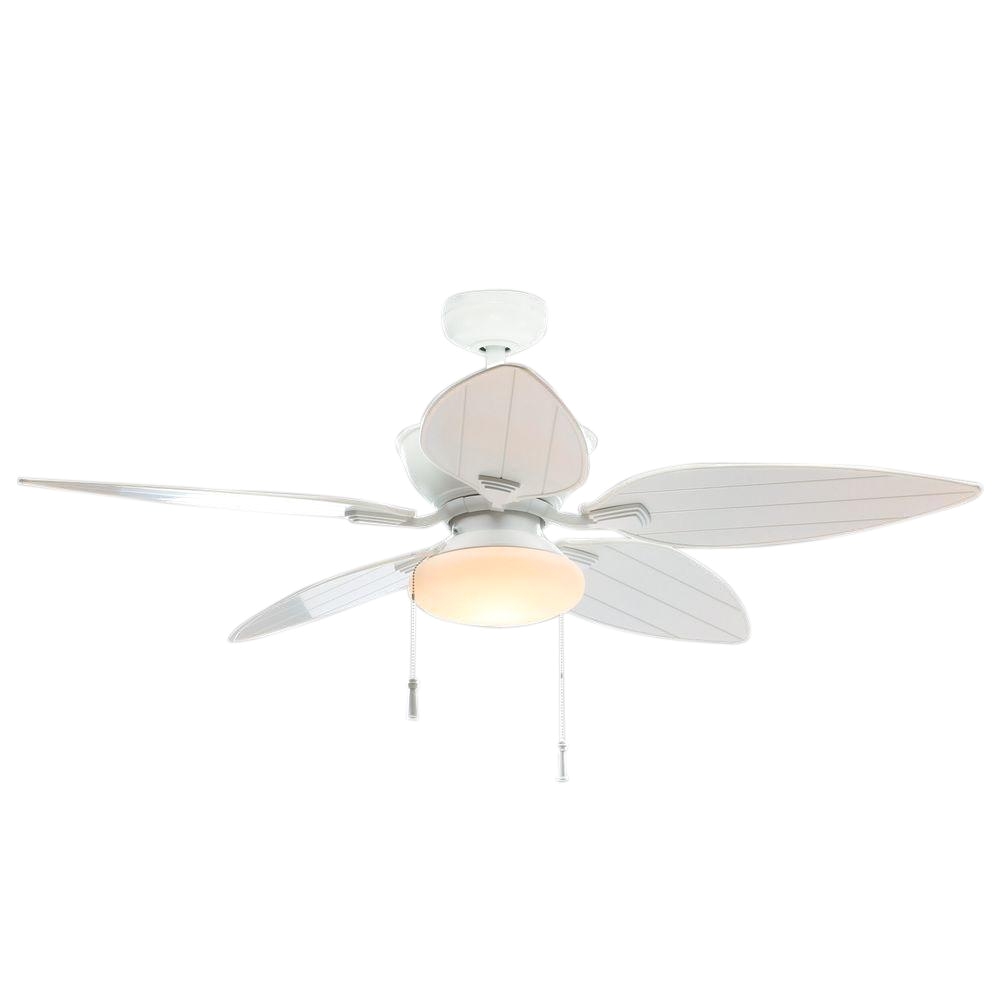 indoor outdoor matte white ceiling fan with light