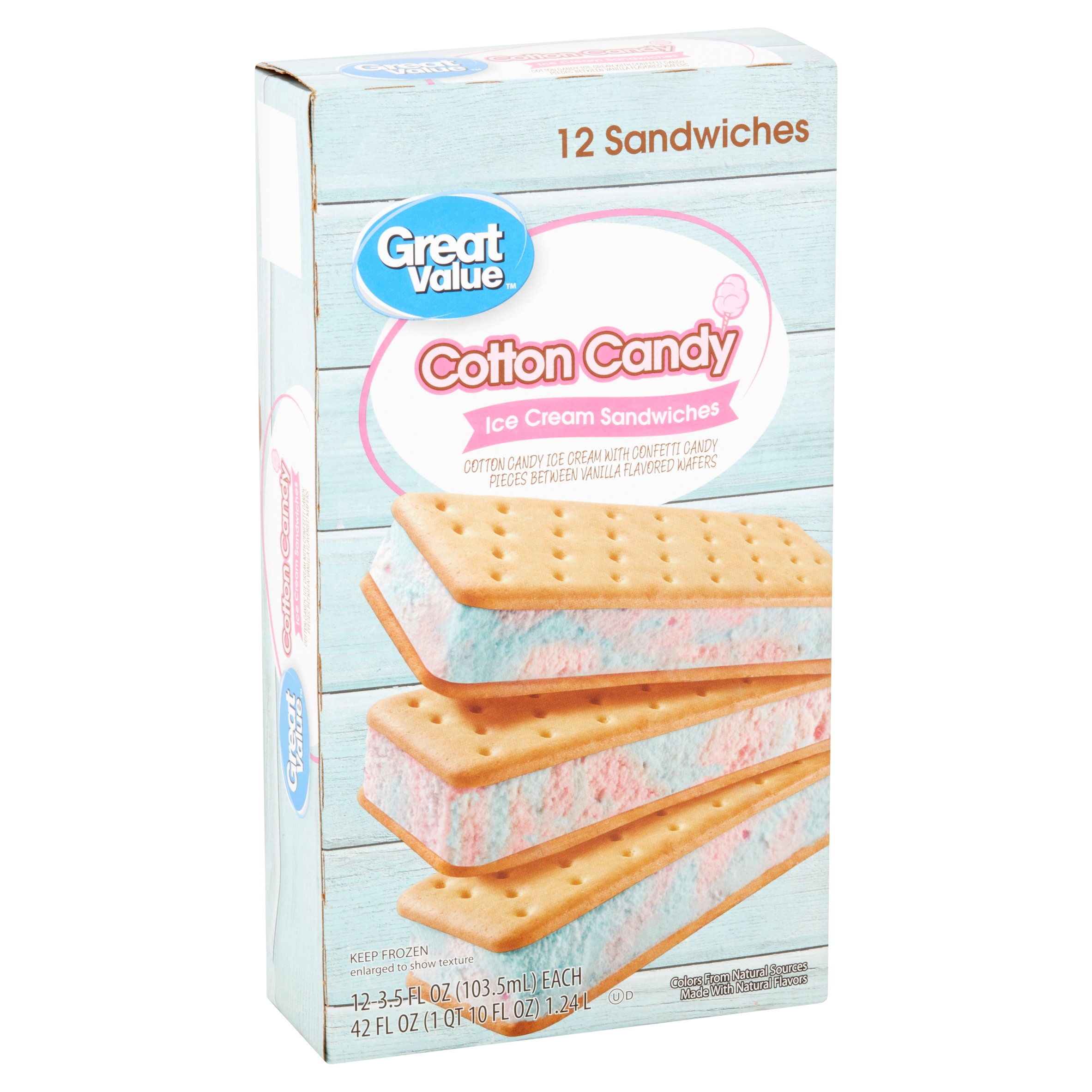 great value cotton candy ice cream sandwiches 3 5 fl oz 12 ct walmart com