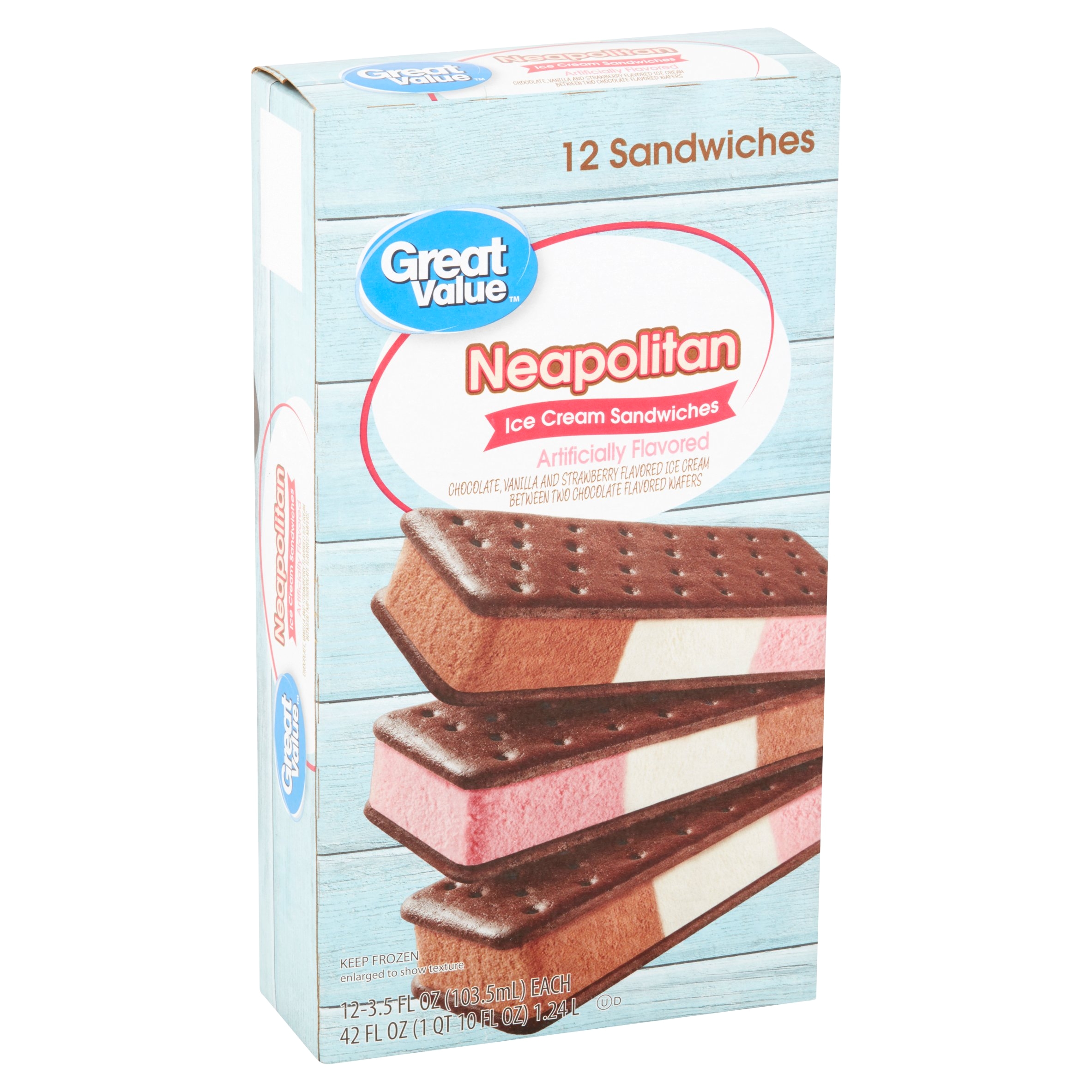 great value neapolitan ice cream sandwiches 42 oz 12 count walmart com