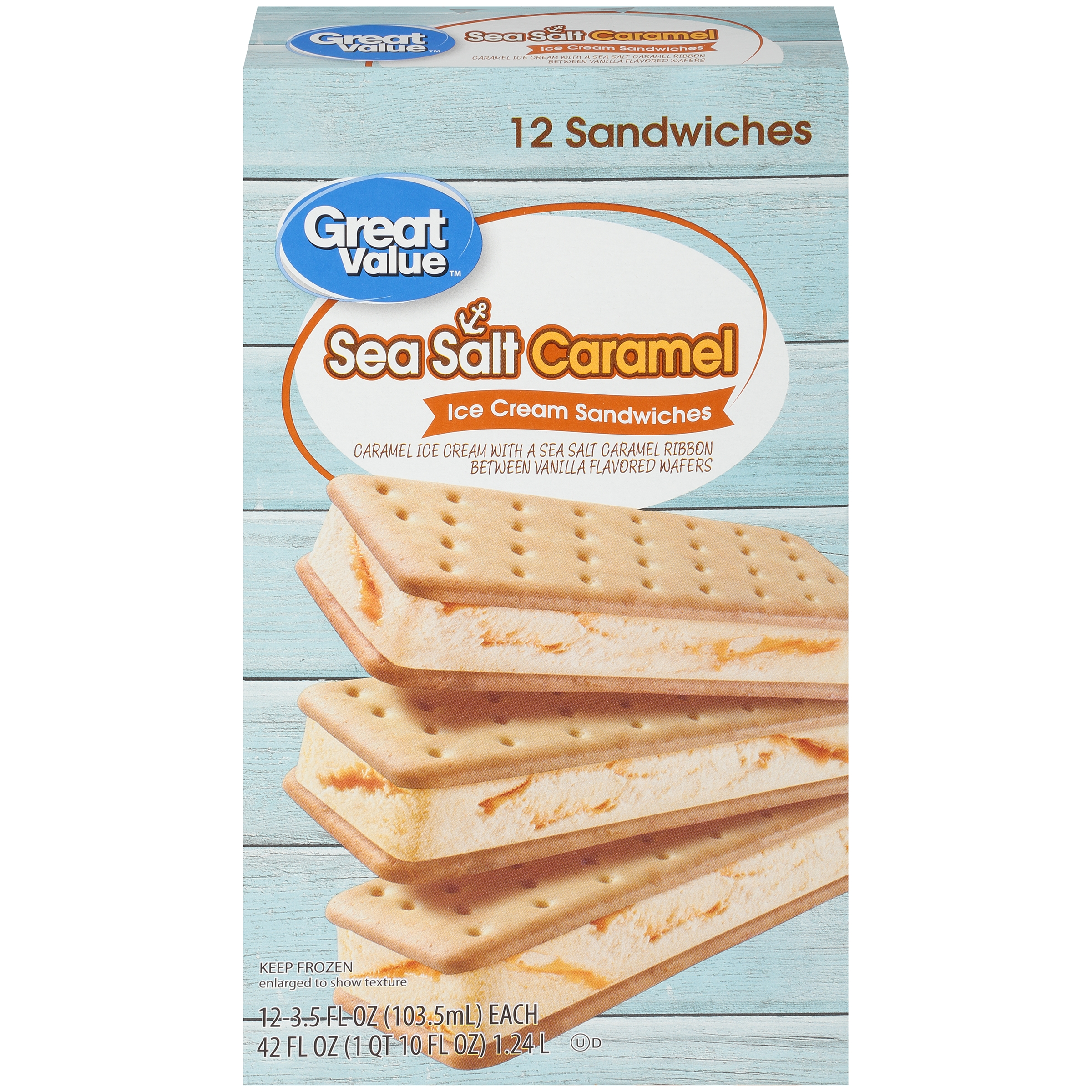 great value sea salt caramel ice cream sandwiches 42 oz 12 count walmart com