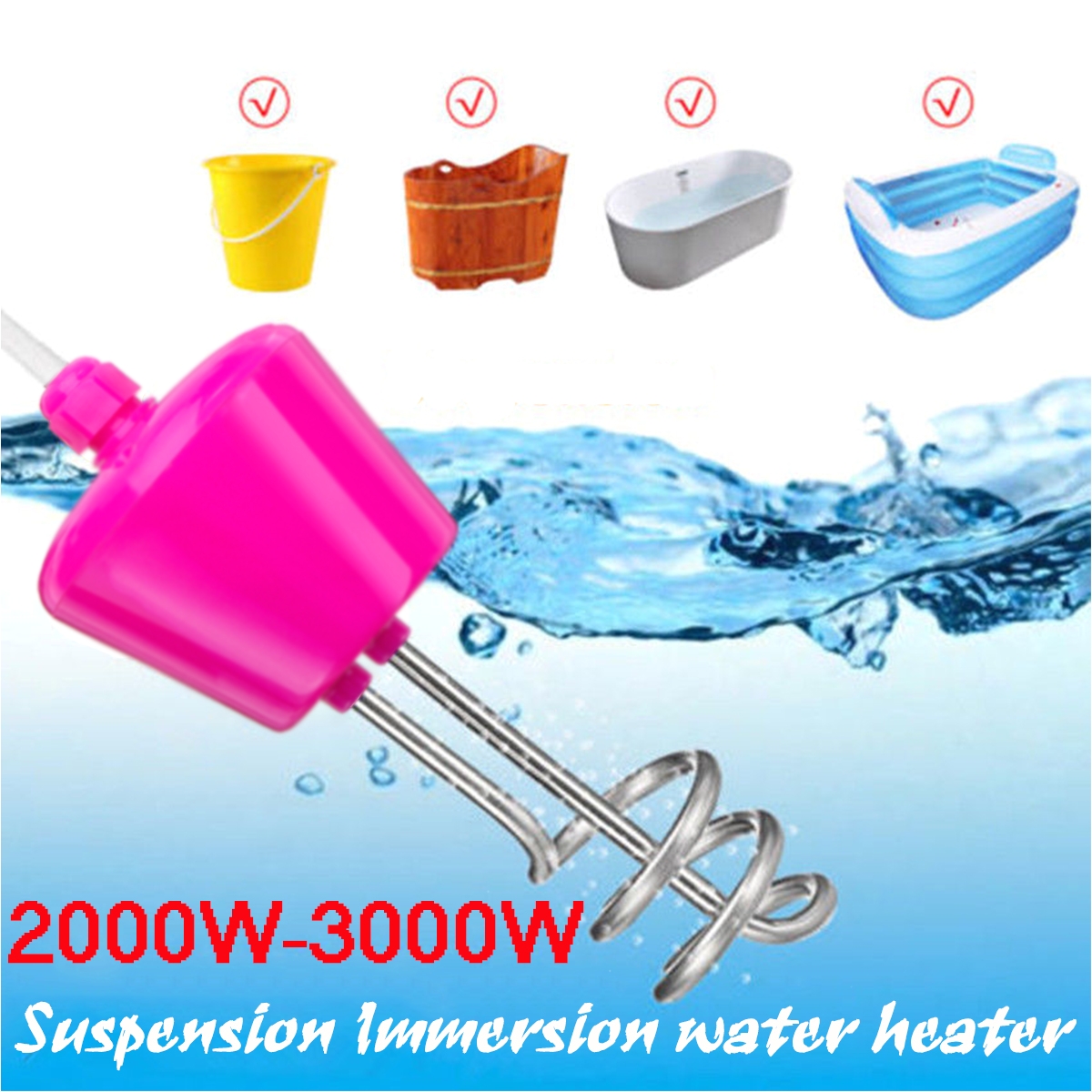 2000w 2500w 3000w water heater immersion element boiler for bathtub inflatable swimming pool hot water heater heating element in electric water heater parts