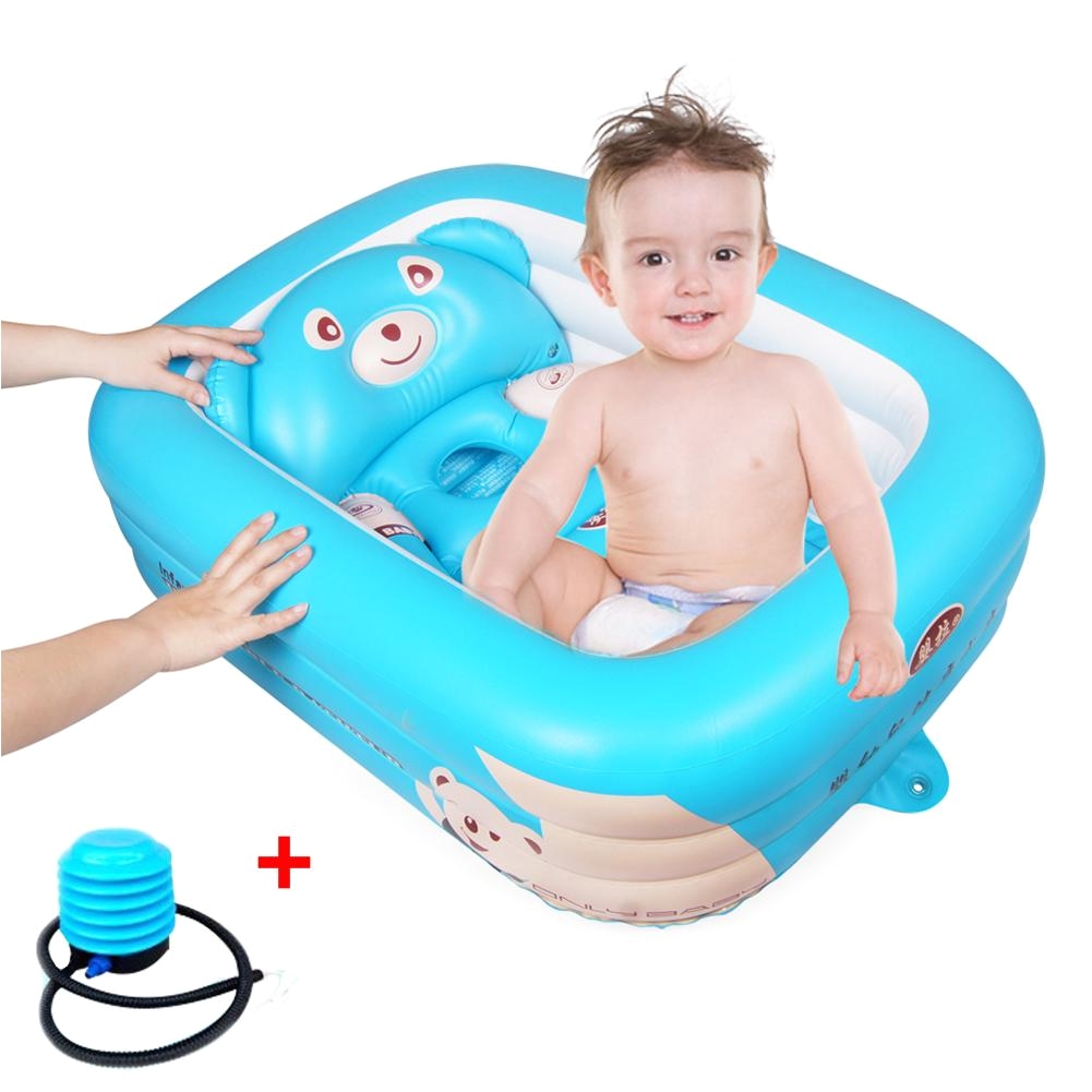 cartoon baby bathtub newborn baby foldable inflatable bathtub large thickened bathing pool paddling pool for sitting