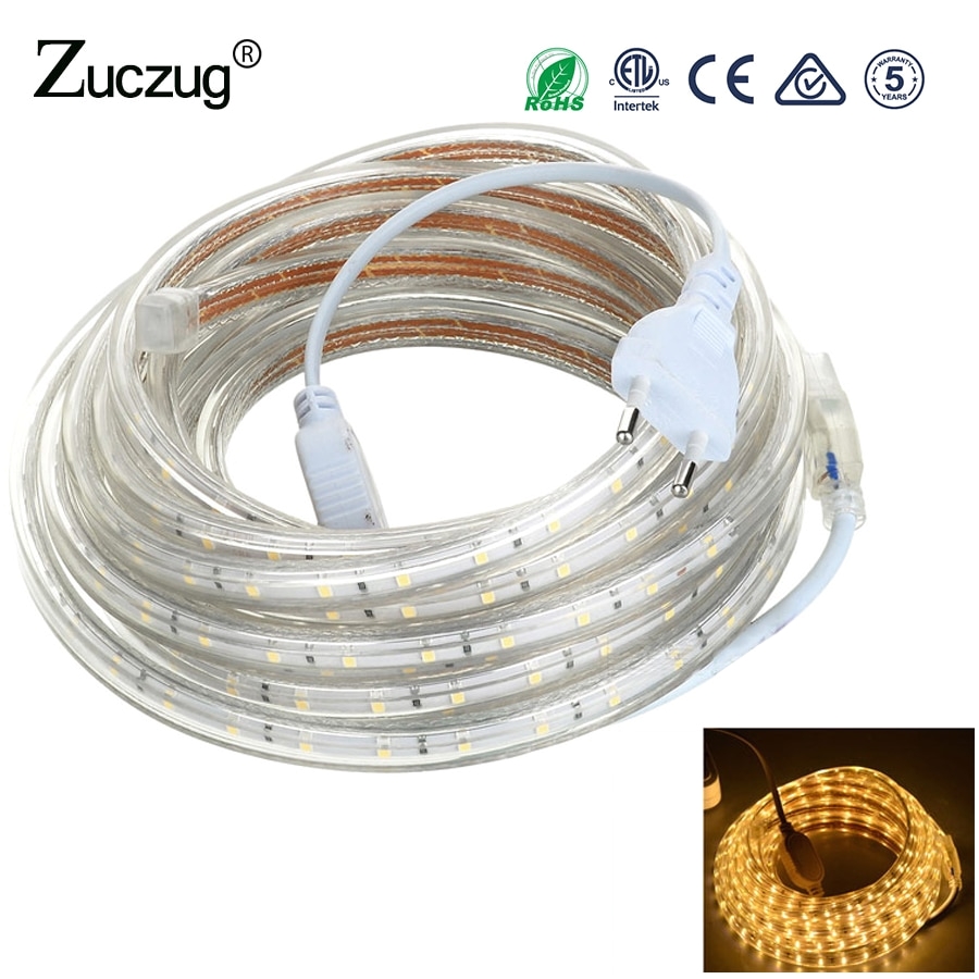 220 v led strip light smd 5050 220v 60leds m waterproof ip67 220 volt led ribbon diode tape strip lamp lights with eu power plug in led strips from lights