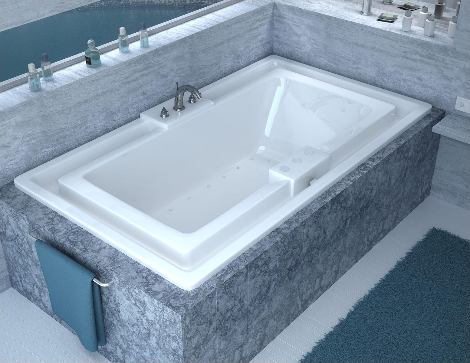 venzi celio 46 x 78 endless flow air jetted bathtub with center drain