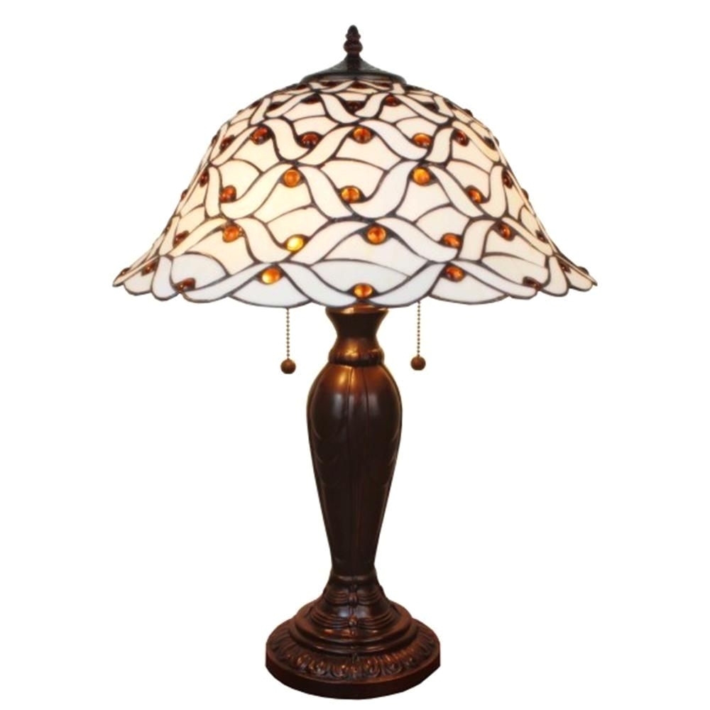 amora lighting 26 in tiffany style and white jeweled table lamp