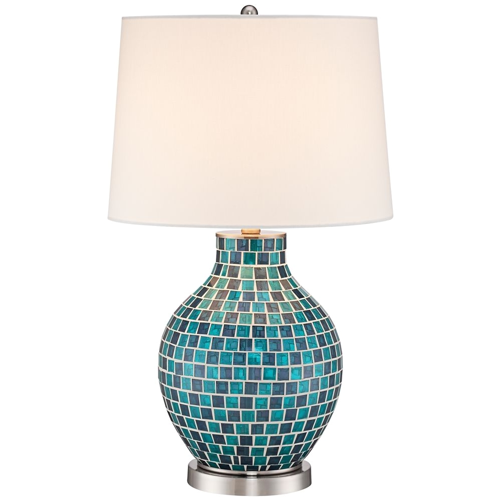 teal blue glass mosaic jar table lamp 2t937 lamps plus