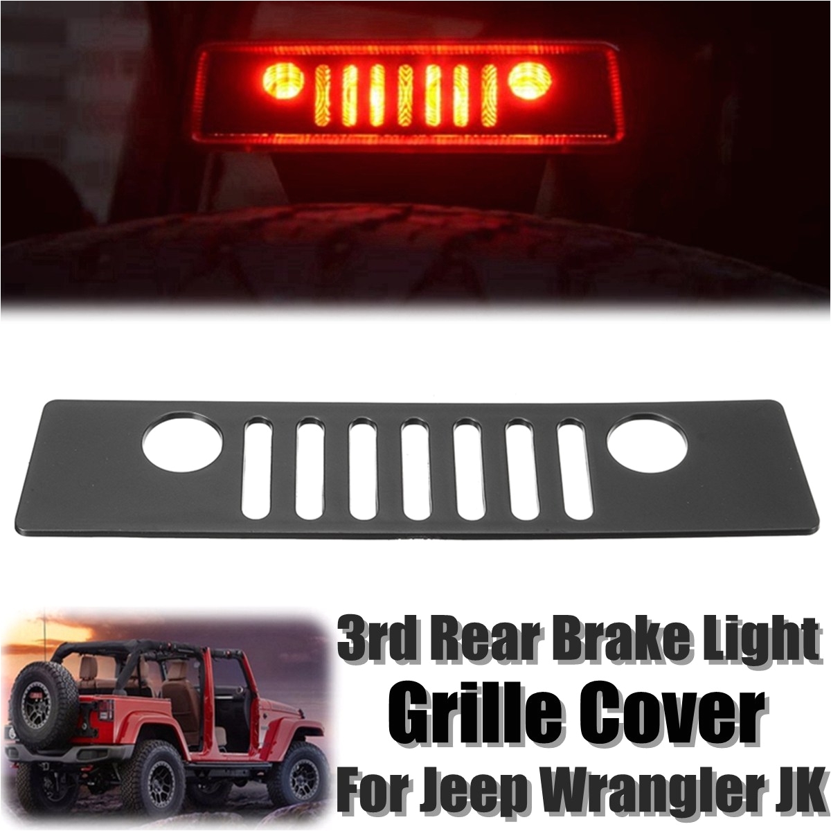 3rd car rear brake light cover decal grille for jeep for wrangler jk 2007 2008 2009 2010 2016 matte black new in shell from automobiles motorcycles on