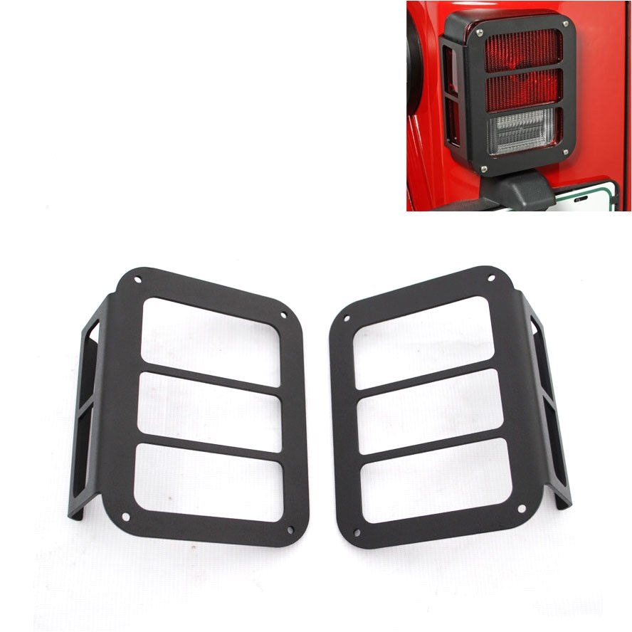 bbqfuka 2pcs auto car black rear light lamp cover taillight guards fit for jeep wrangler jk 07 2015 in lamp hoods from automobiles motorcycles on