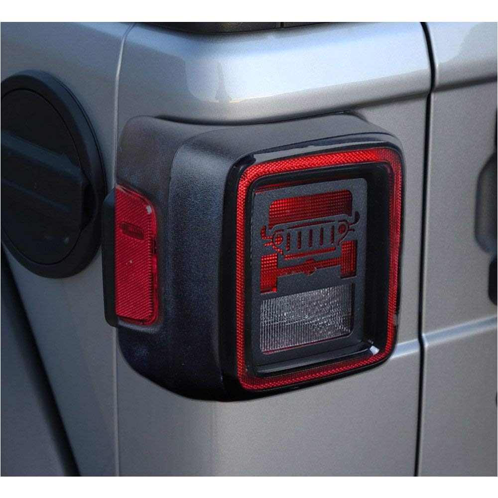 savadicar aluminum black rear taillights light guard tail light cover for 2018 jeep wrangler jl