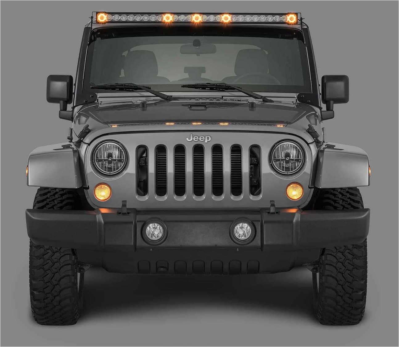 quadrateca j5 led light bar with amber clearance cab lights for 07 17 jeep wrangler jk quadratec