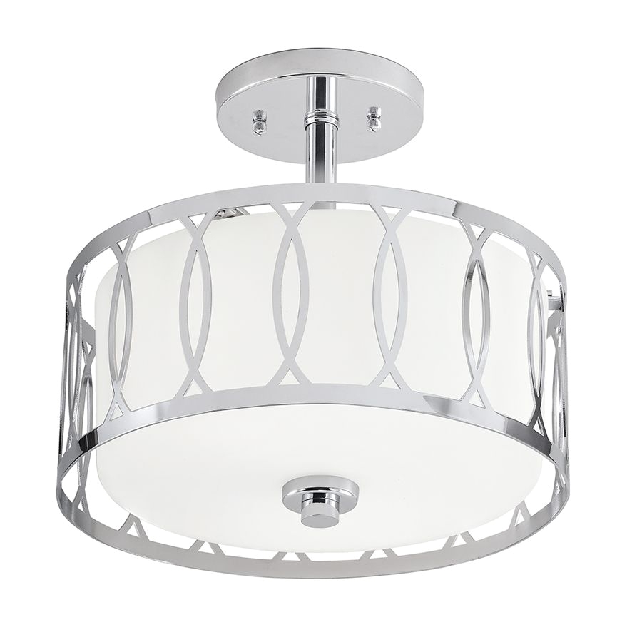 kichler lighting 12 24 in w chrome frosted glass semi flush mount light