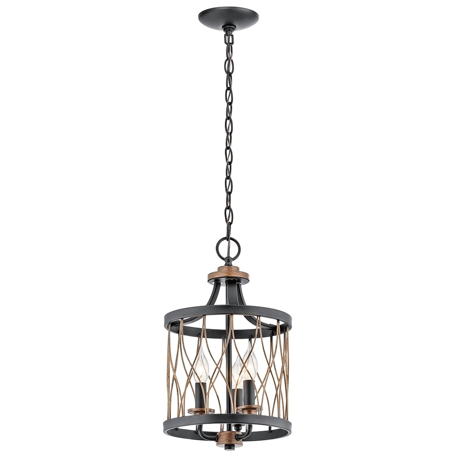 kichler lighting brookglen 15 98 in black with gold tone vintage hardwired single cage pendant