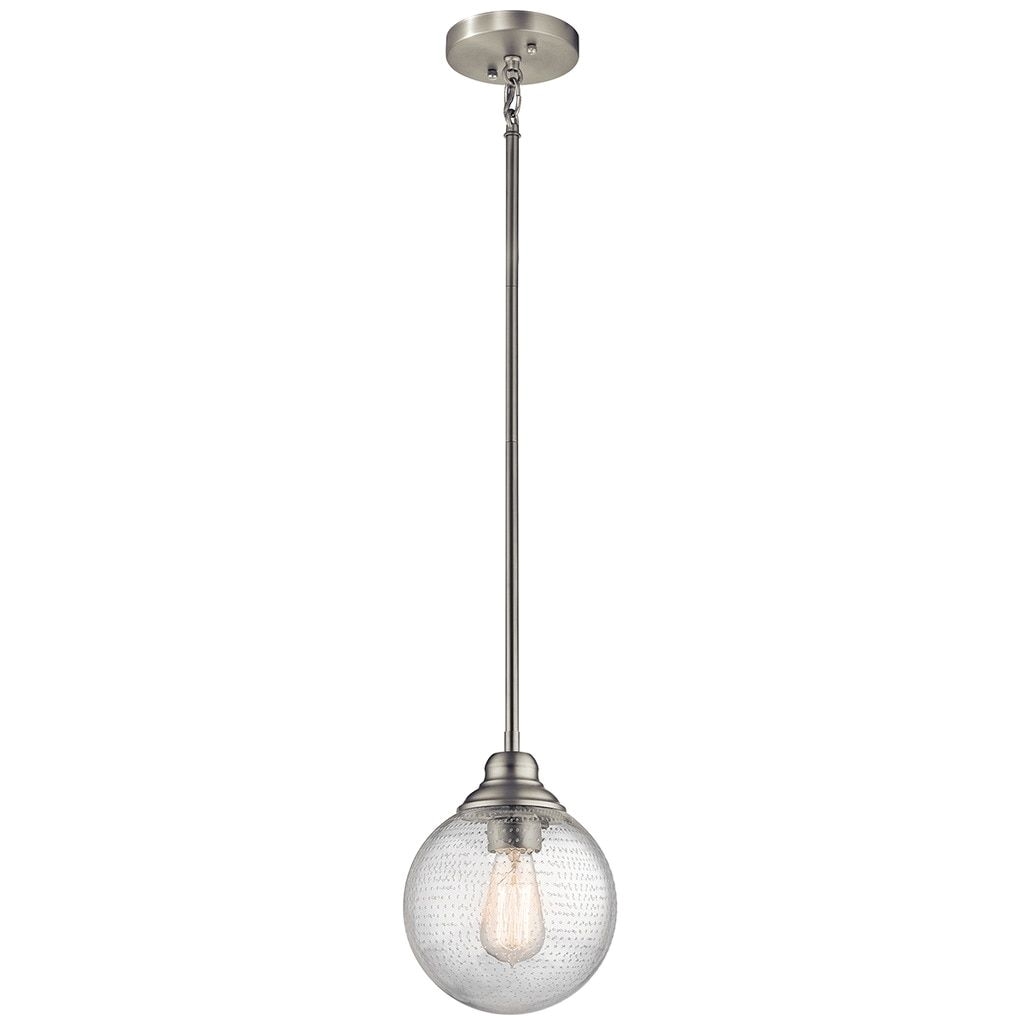 kichler lighting penelope collection 1 light brushed nickel pendant silver glass