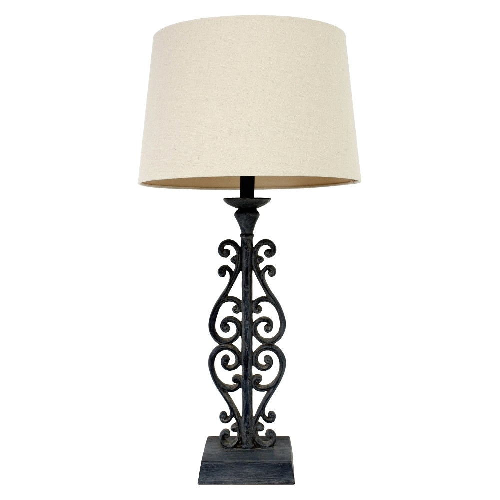 target j hunt faux distressed iron table lamp black 30 in houston