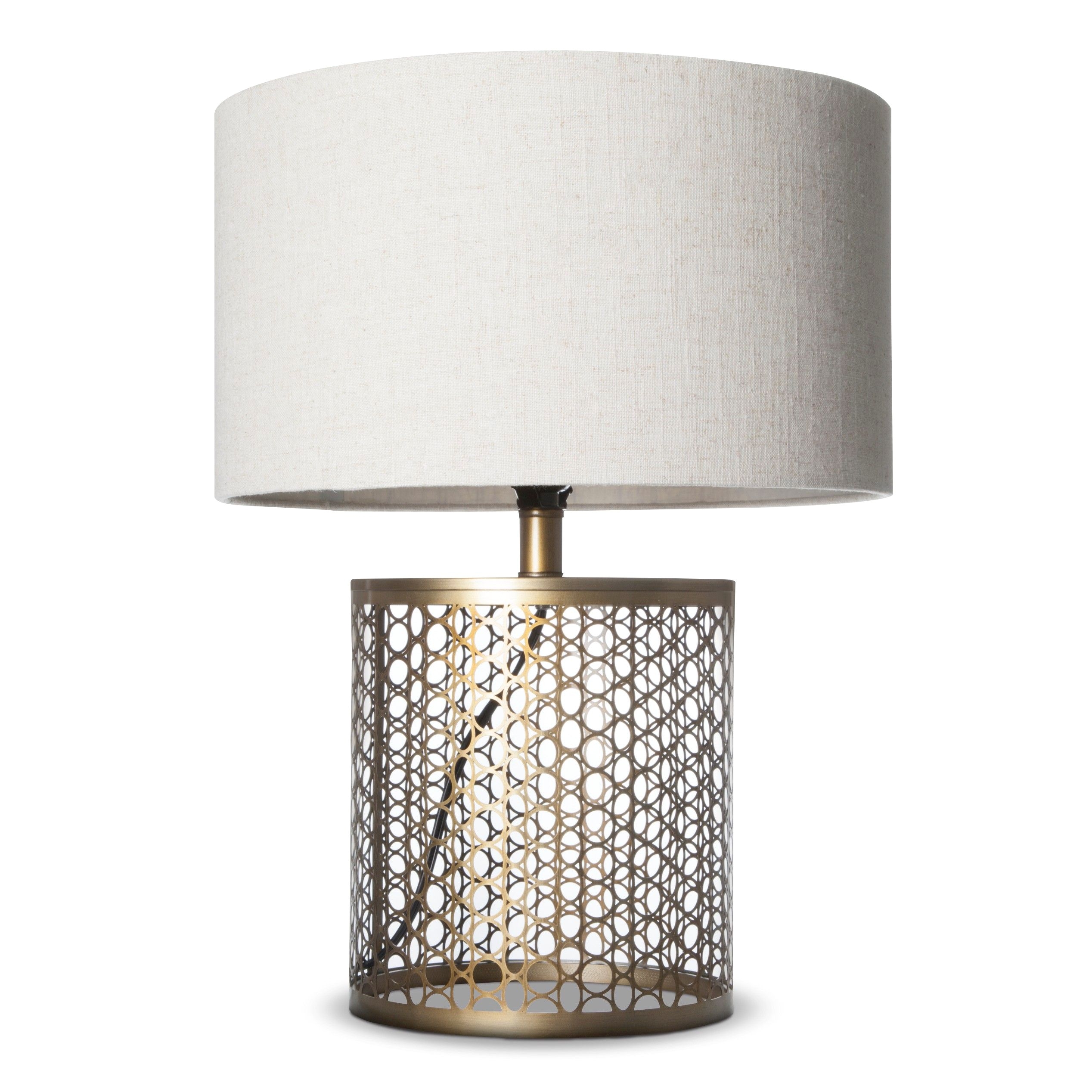 open metal circle pattern table lamp includes c target
