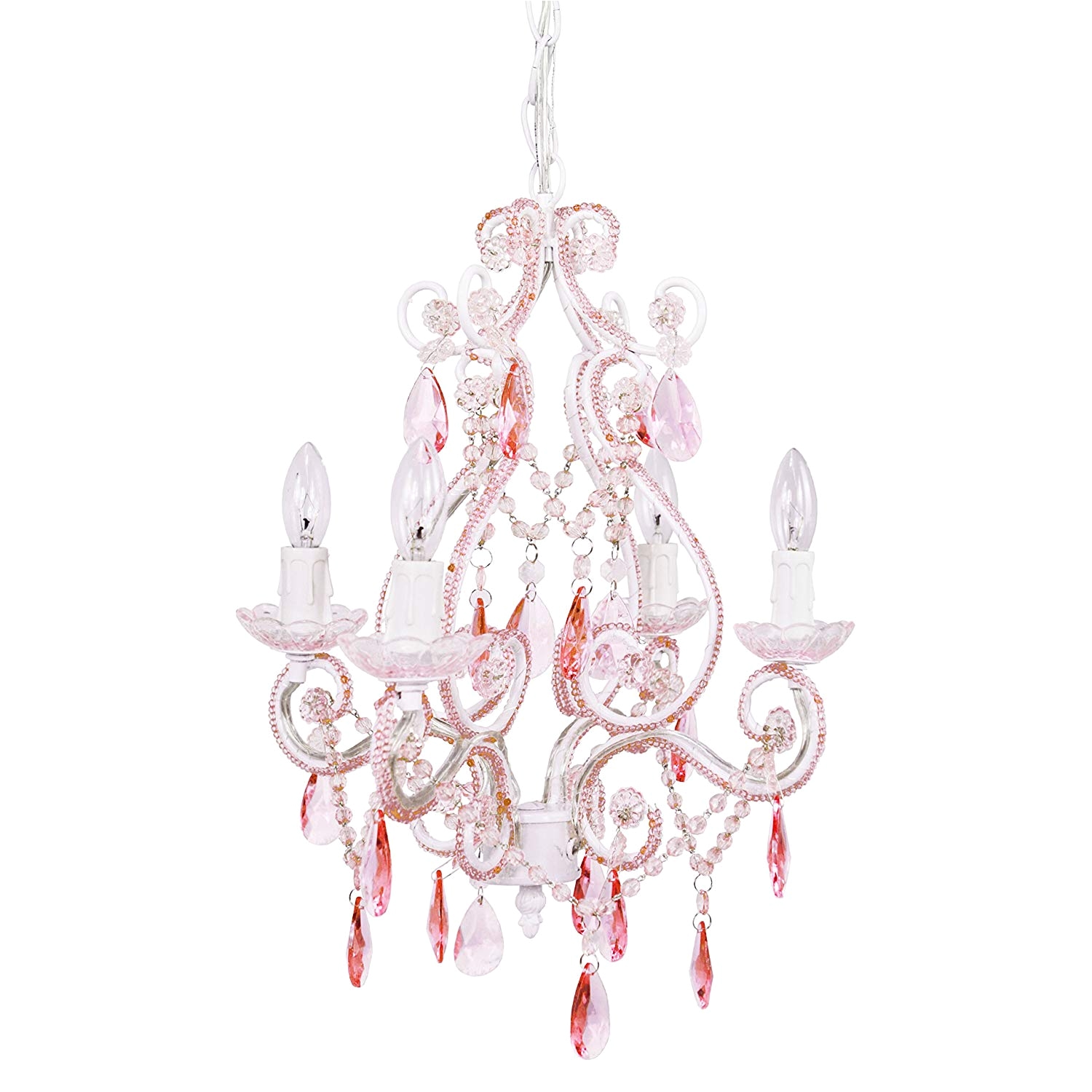 amazon com tadpoles 4 bulb vintage plug in mini chandelier pink chandelier for girls room baby