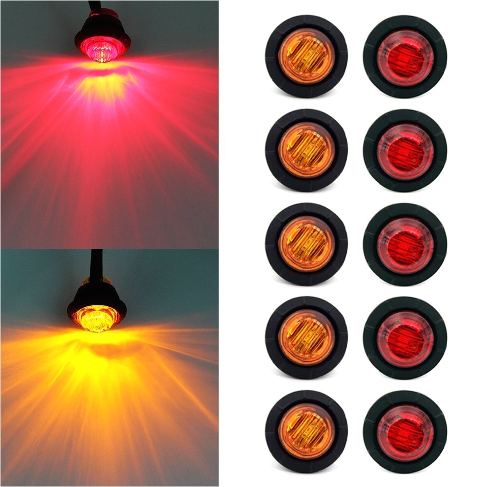 amazon com purishion 10x 3 4 round led clearence light front rear side marker indicators light for truck car bus trailer van caravan boat