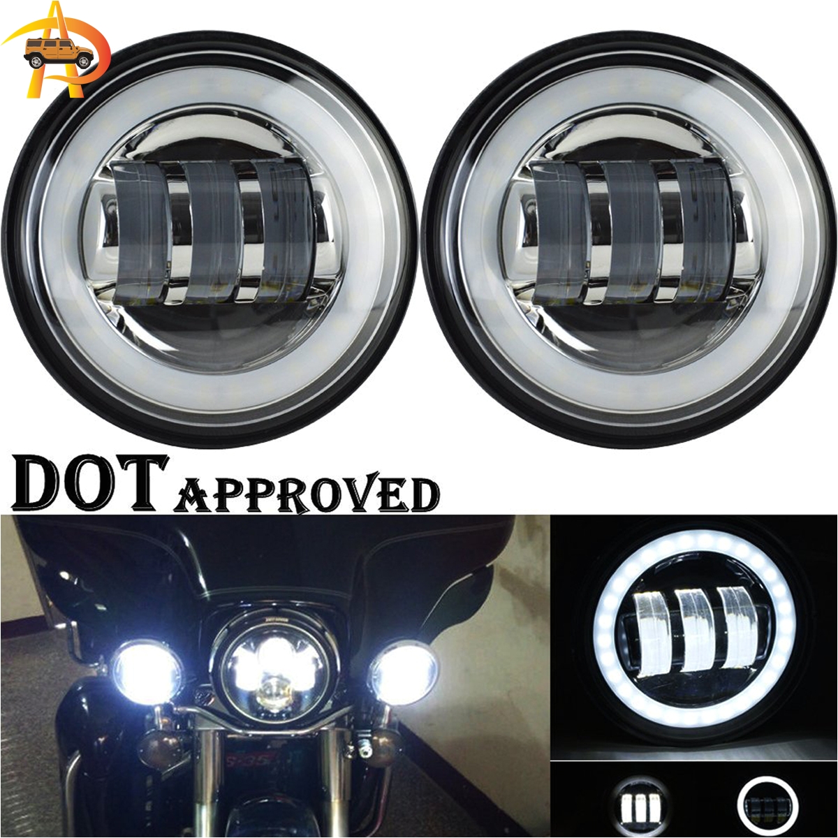 4 5 inch led auxiliary fog light burst protect cover black for harley davidson