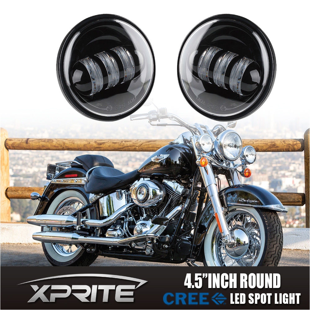 2x 4 1 2 black led spot fog passing light lamp for harley davidson motorcycle