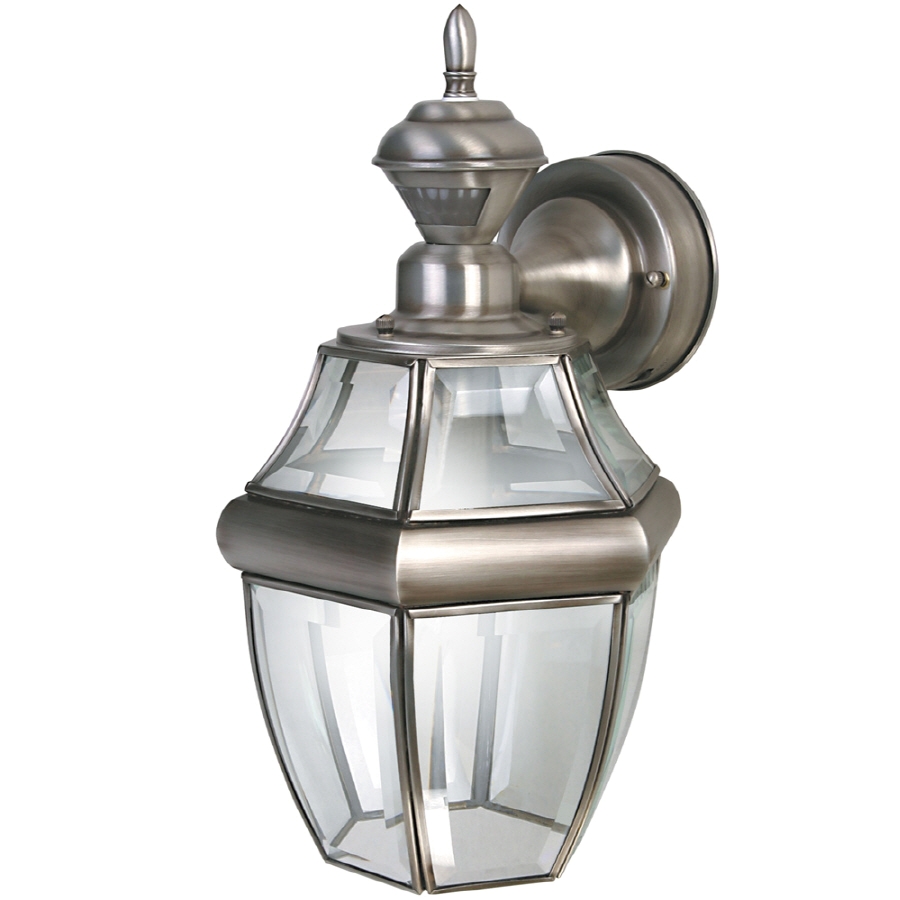 secure home hanging carriage 14 5 in h antique silver motion activated outdoor wall light