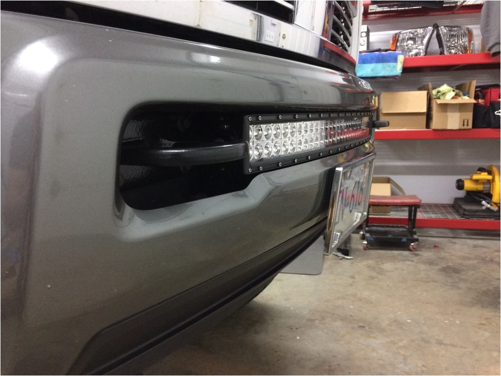 30 curved led light bar installed flush in between tow hooks dodge cummins diesel forum