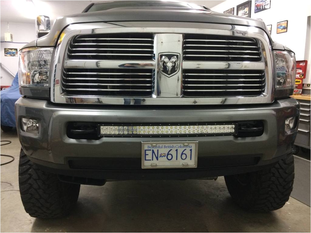 30 curved led light bar installed flush in between tow hooks dodge cummins diesel forum