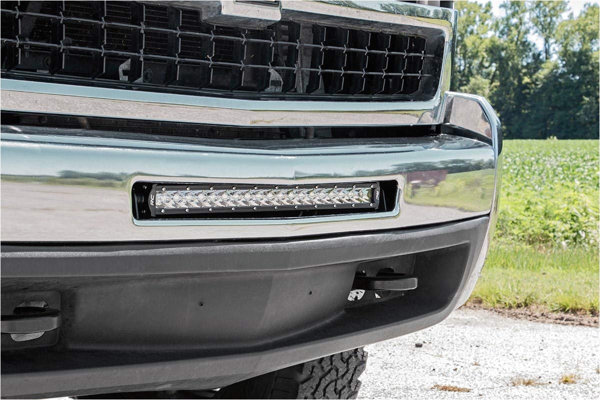 amazon com rough country 70523 20 inch single row led light bar hidden bumper mount for chevrolet 07 13 silverado 1500 4wd 2wd 07 10 silverado 2500