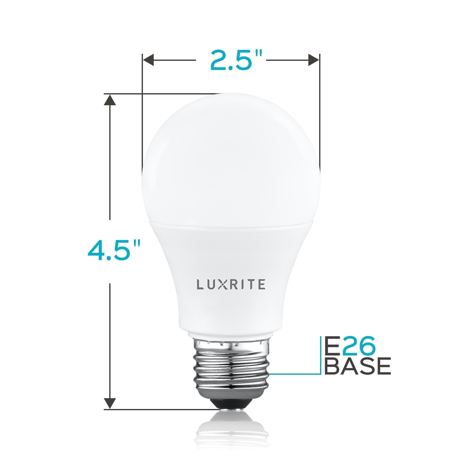 luxrite a19 led light bulb 60w equivalent 5000k daylight white dimmable 800 lumen standard led bulb 9w e26 base energy star enclosed fixture rated
