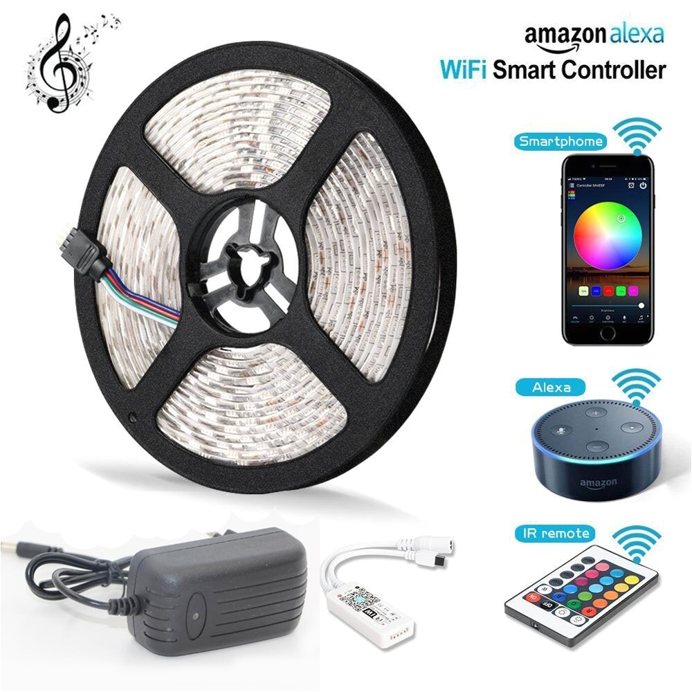 magic led strip lights wifi wireless smart phone controlled light strip kit 5m 300 led 5050 rgb rgbw waterproof android ios in led strips from lights