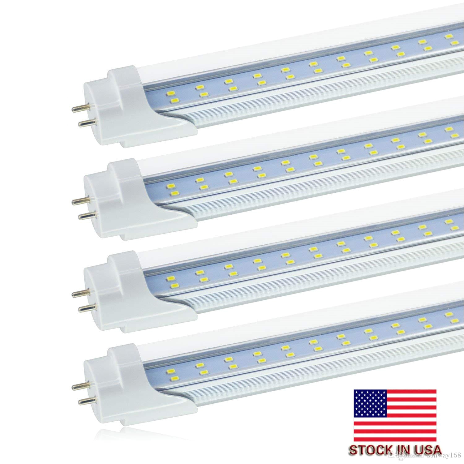 stock in us dual end powered 4ft t8 led tubes light 18w 22w 28w bi pin t8 led tubes blubs lamp replace regular tube ac 110 240v ul fcc led replacements