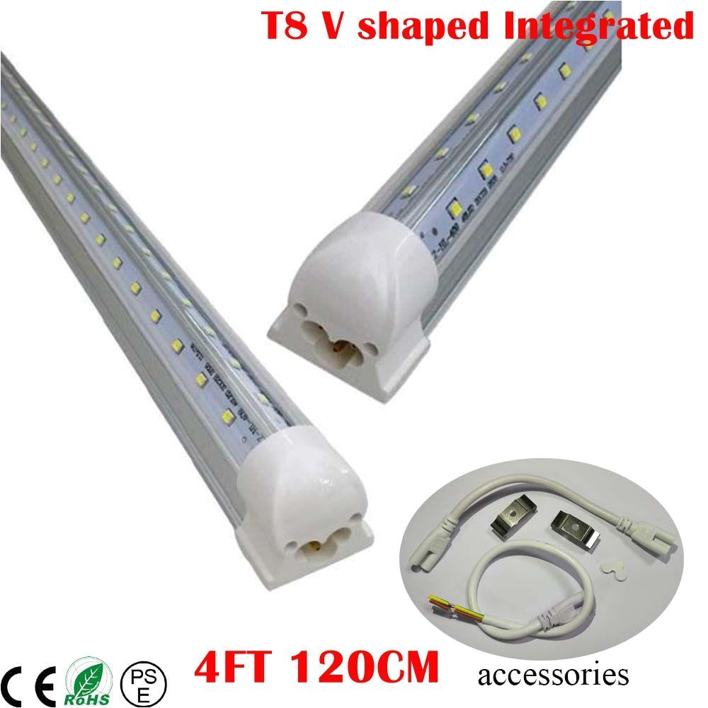 v shape led cooler tube light 2835 1 2m 4ft high brightness integrated led tubes double sides led fluorescent lights ce rosh t8 fluorescent tubes led