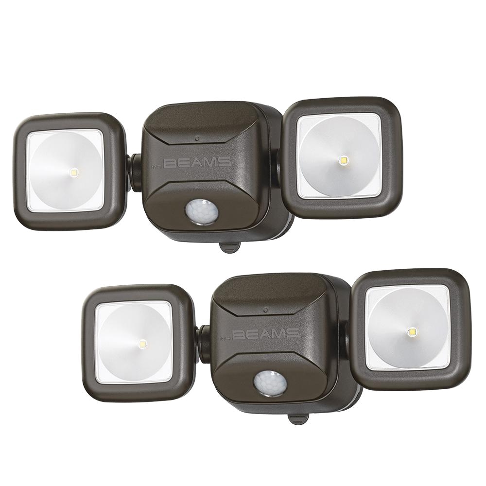 mr beams wireless 140 degree bronze motion sensing outdoor integrated led security flood light