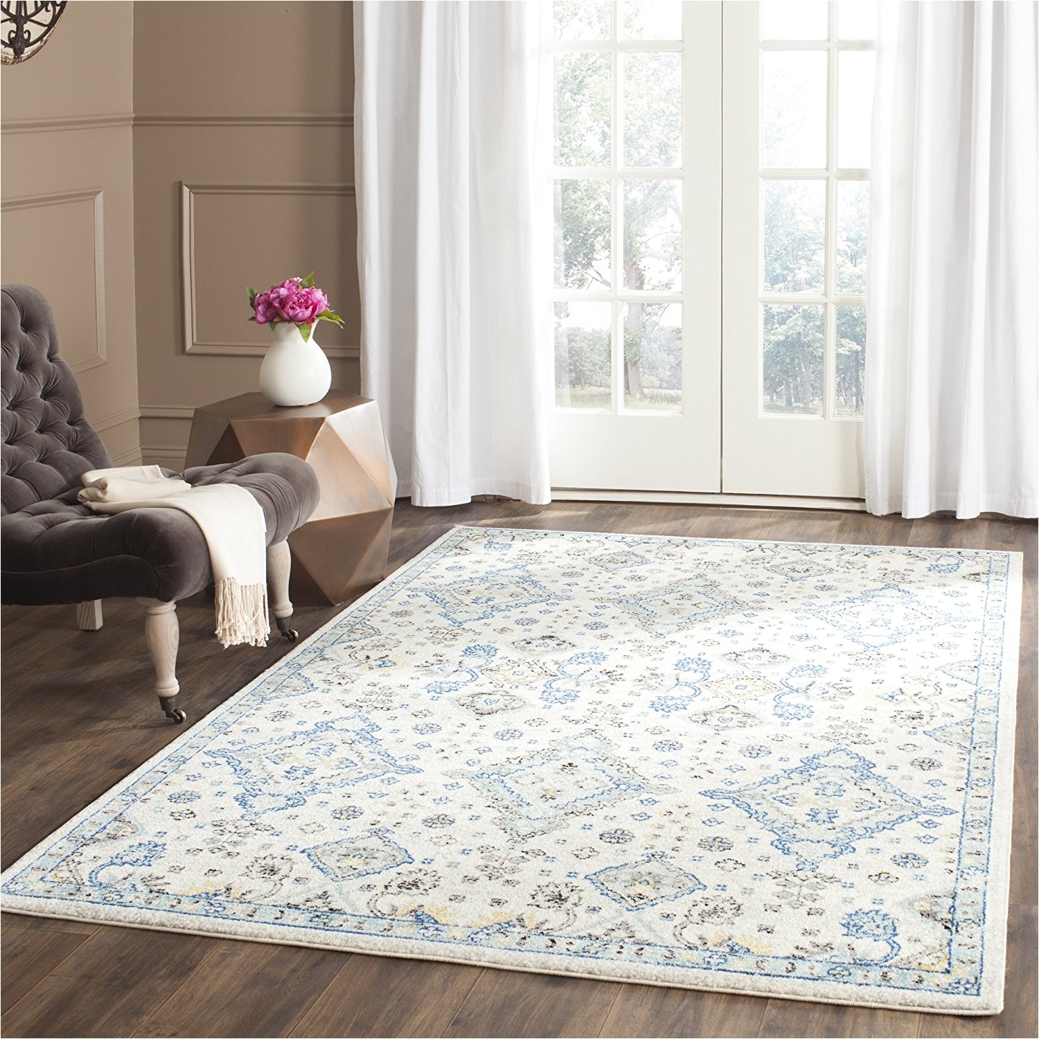 Light Blue area Rug 8×10 Amazon Com Safavieh Evoke Collection Evk224c Contemporary Ivory and