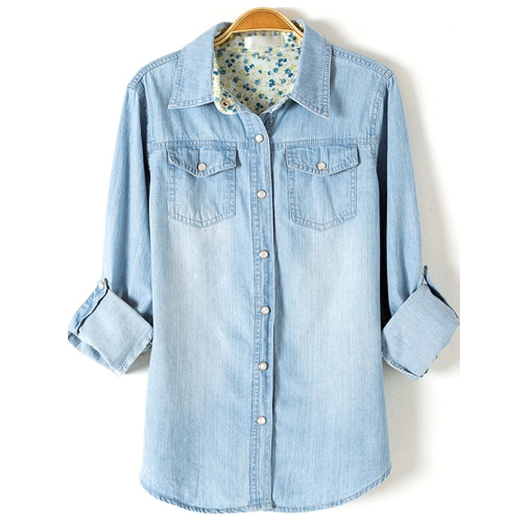 boyfriend trends jean swish bleached denim blouse