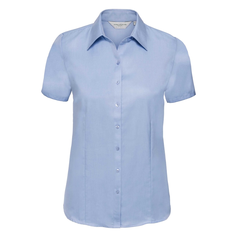 ladies short sleeve herringbone shirt image