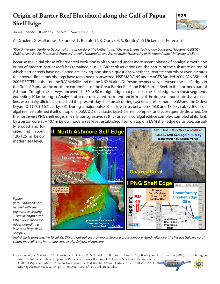 pdf origin of barrier reef elucidated along the gulf of papua shelf edge