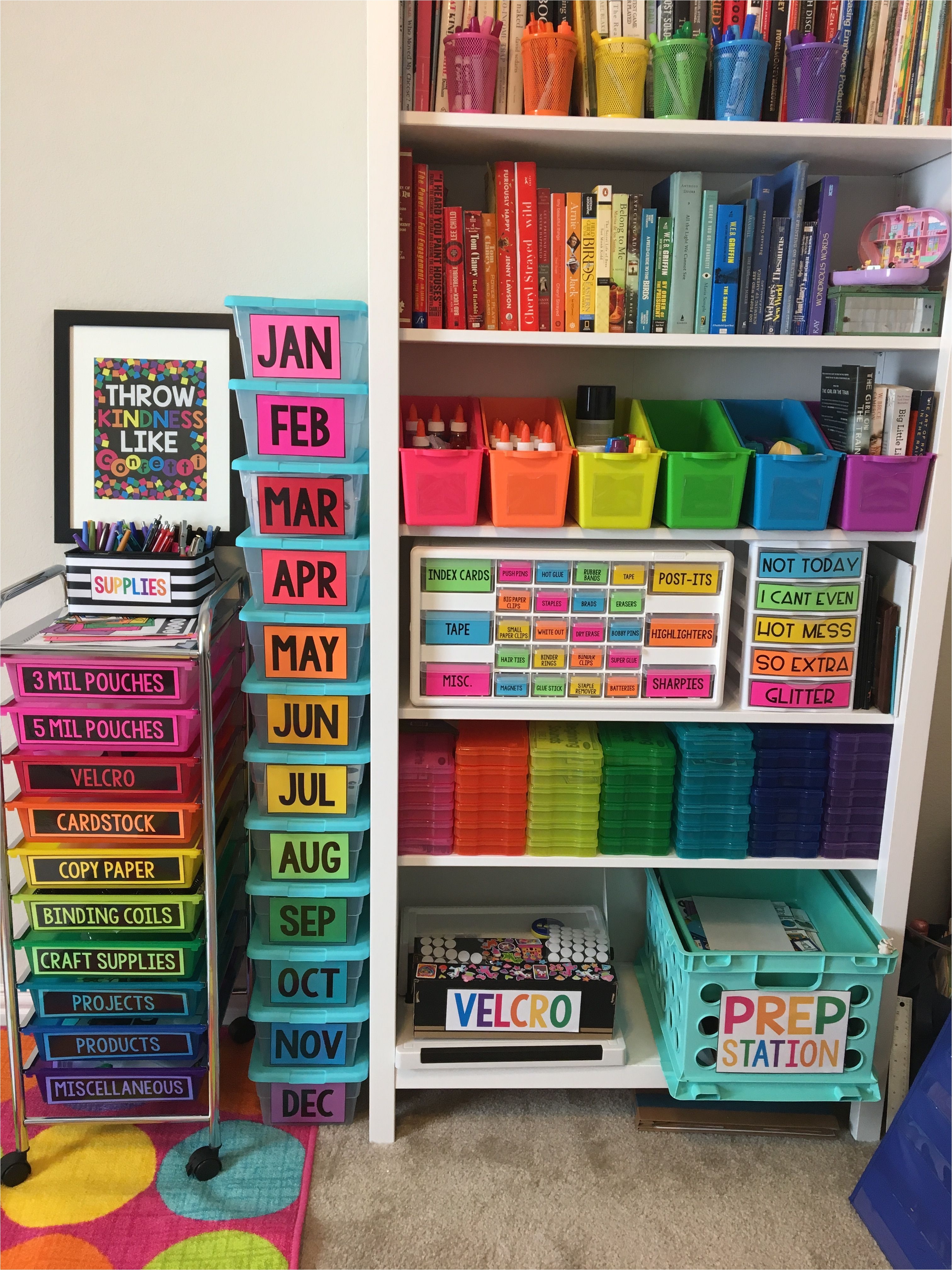 organization ideas for classroom or home office decor ideas for rainbow or colorful classroom theme