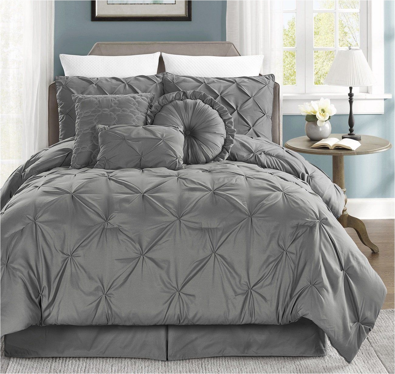 chezmoi collection sydney pinched pleat pintuck bedding comforter set