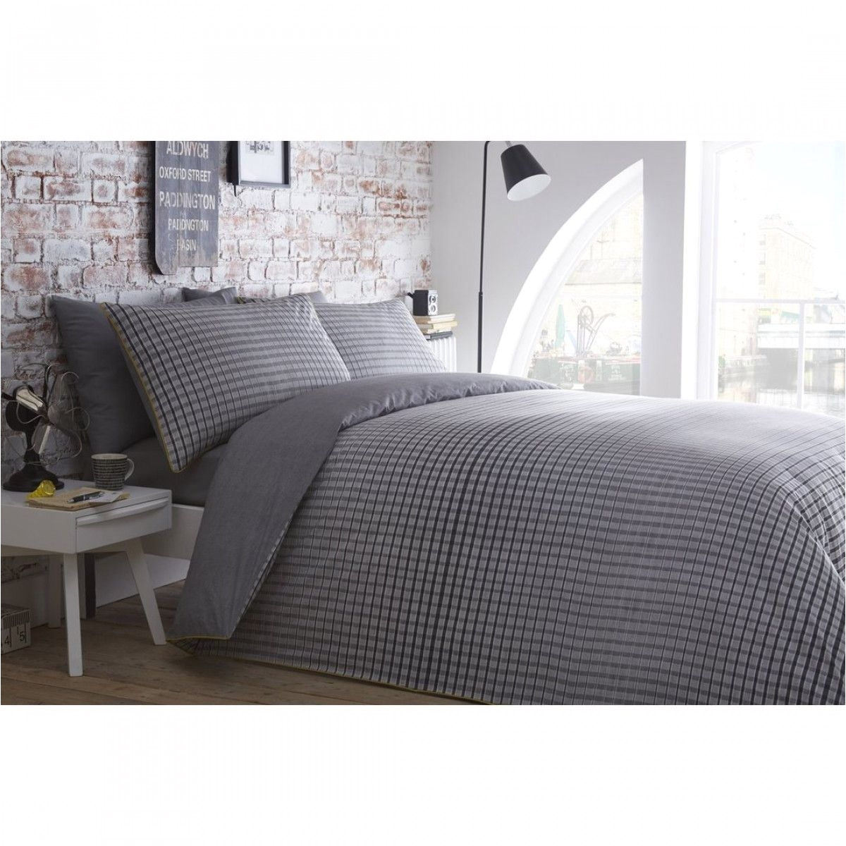 this luxury printed dixon duvet set by racing green skilfully uses a range of greys from