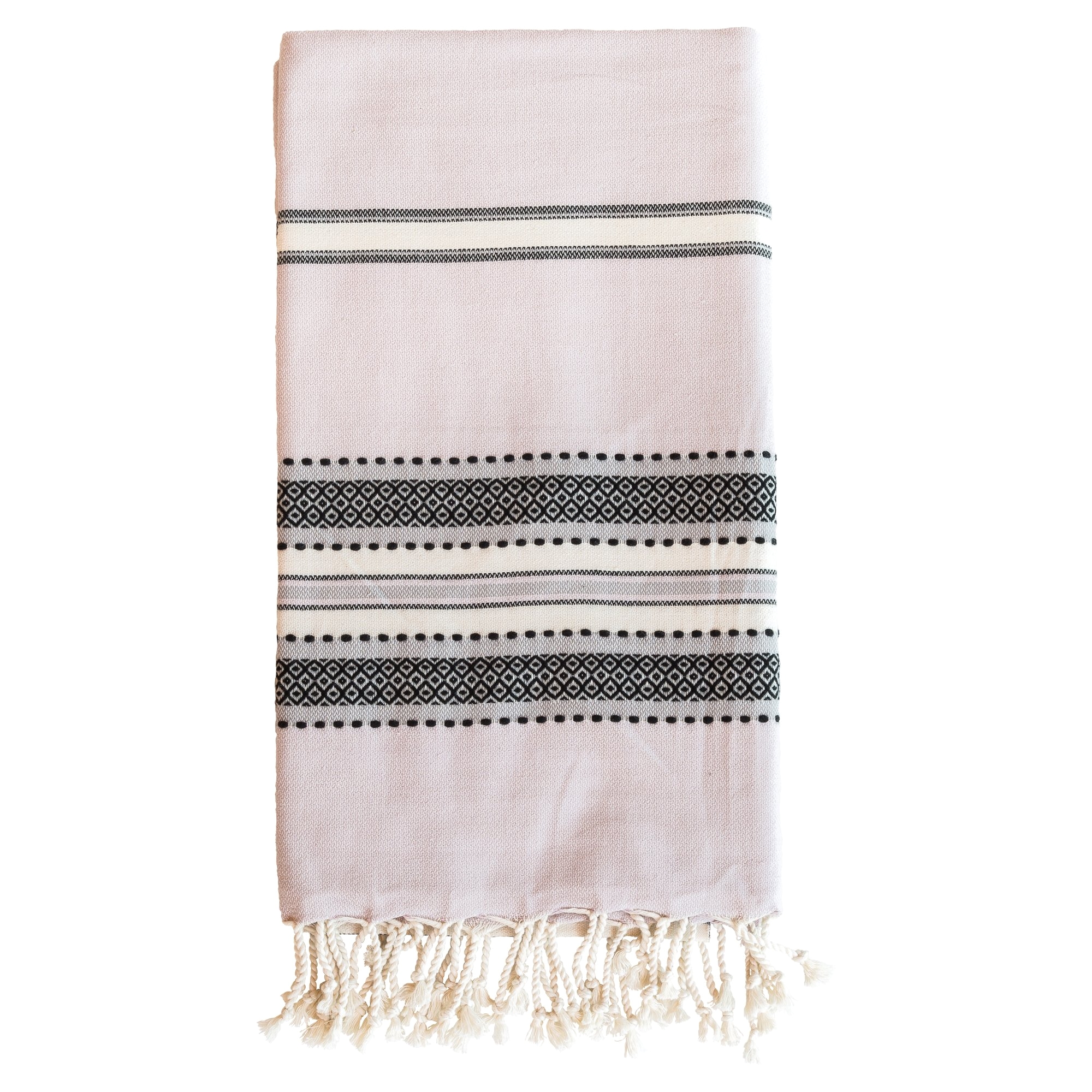 light pink linear designed peshtemal beach towel front