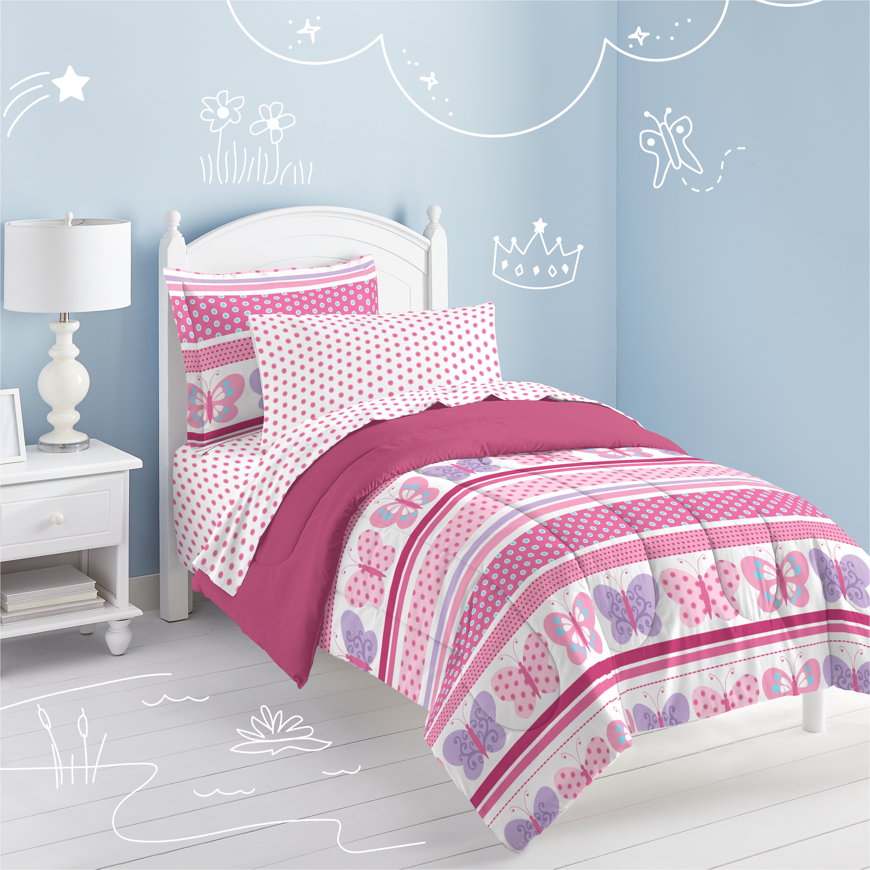 Light Pink Comforter Twin Dream Factory butterfly Dots Twin Mini Comforter Set Multi Walmart Com