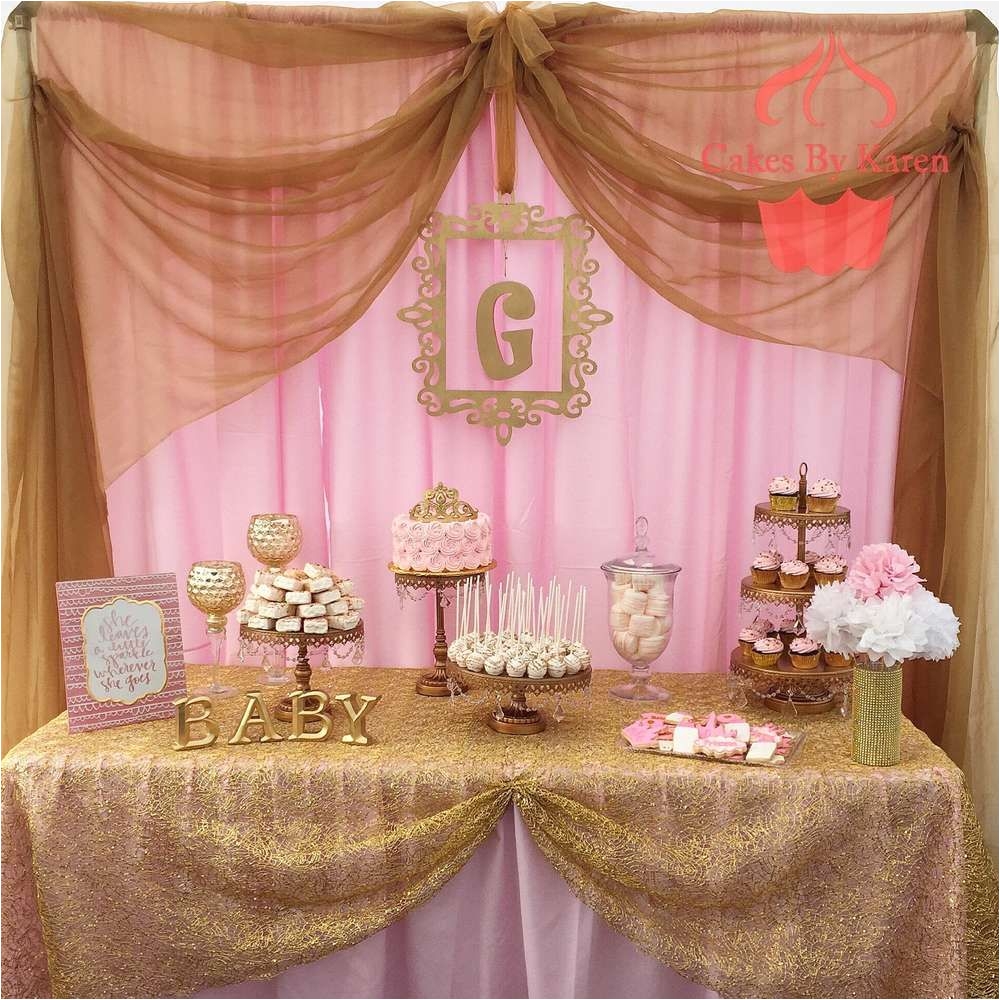 Light Pink Table Cloth Pink and Gold Baby Shower Baby Shower Party Ideas Dessert Tables