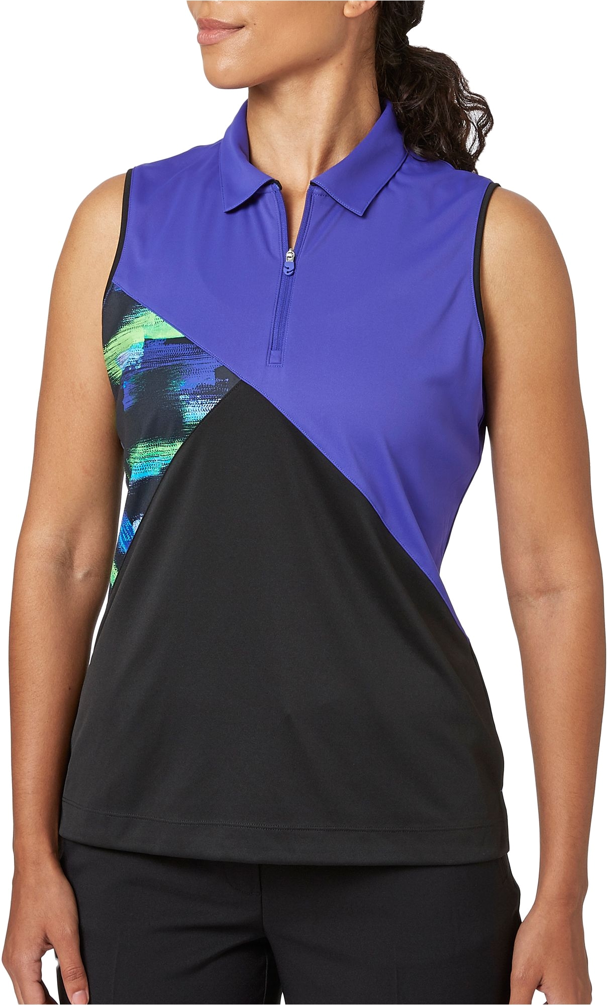 slazenger womens city lights collection colorblock sleeveless golf polo size medium