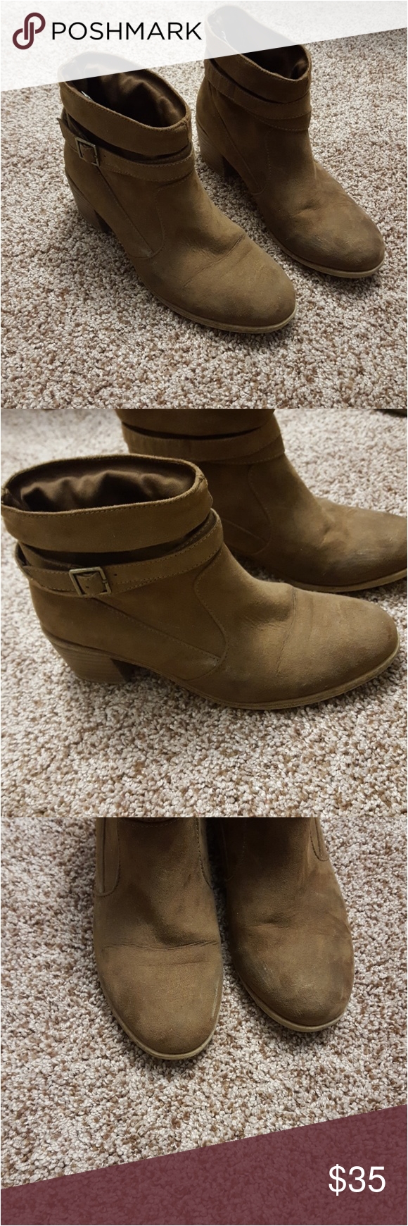 american eagle brown booties booties with 1 5 inch heel and cute buckle to add flair light wear gently used can be worn all night amd still be