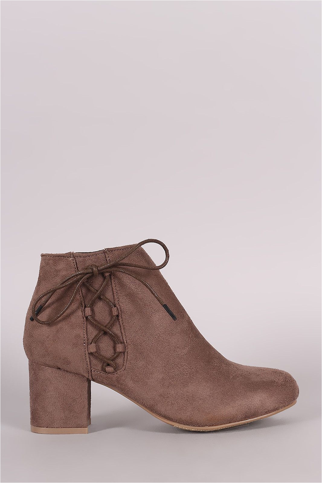 bamboo side lace chunky heel booties