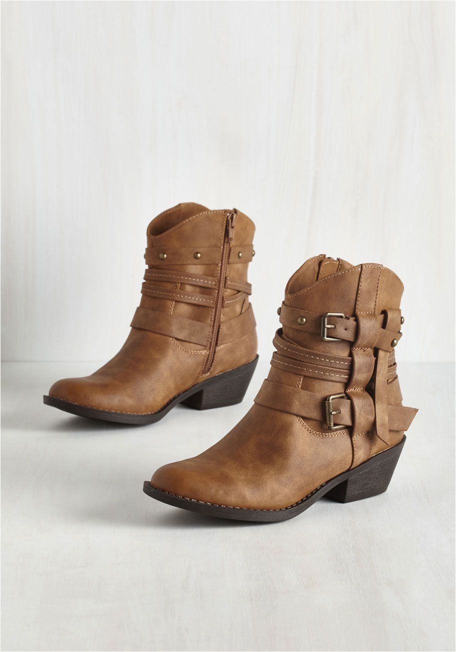 fest in your steps bootie every stride you strut in these light brown booties by report footwear deserves a celebration tan modcloth